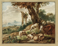 U 015
<br/>
Italiaans landschap met vee
<br/>
<em>Schouman, Aert (1710-1792)</em>
